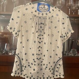 Anthropologie beaded  holiday top